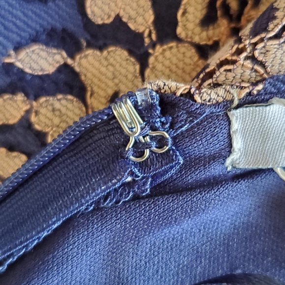 Minuet Fitted Bodycon Dress Women's S Blue V Neck Spaghetti Strap Lined Zipper - Picture 13 of 15